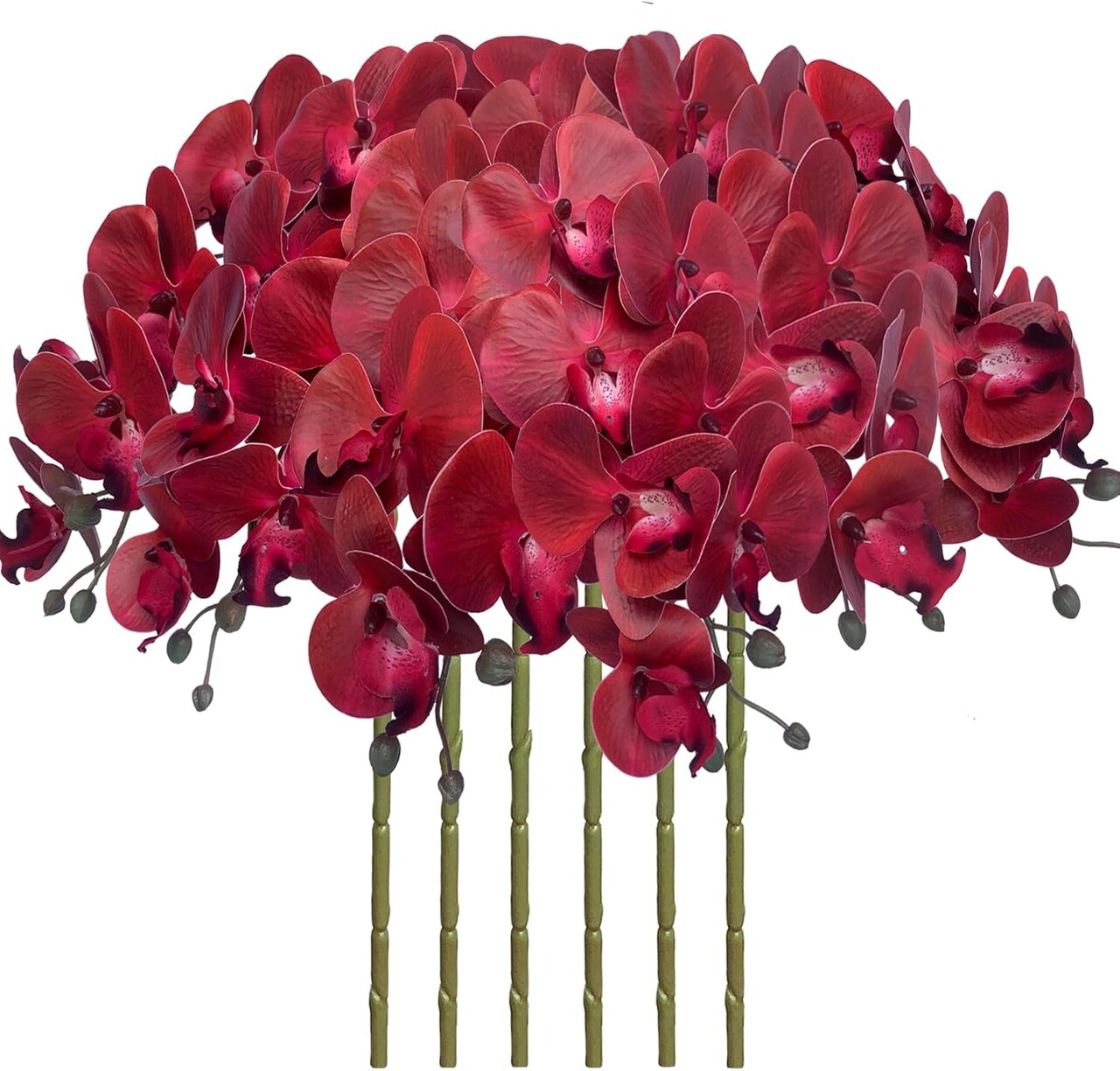 32" Faux Phalaenopsis Orchid Stems – Set of 6 Realistic Artificial Flowers for Vases, Weddings & Home Styling